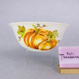 Maxcera WATERCOLOR PUMPKIN PATCH Cream Orange X-Large Round Ceramic Serving Bowl